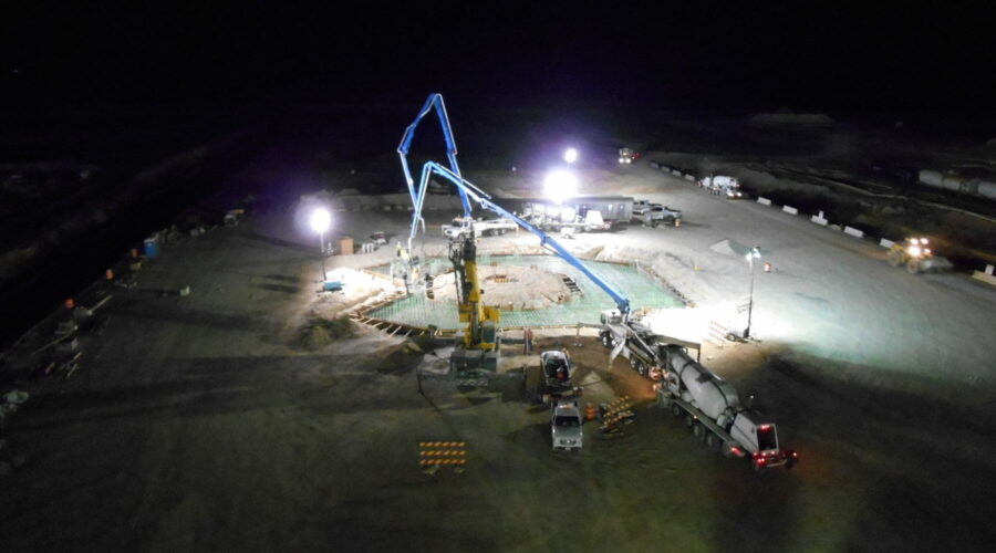 Night Construction Site Cement Foundation | Industrial Plant Construction Contractors | Wollam Construction