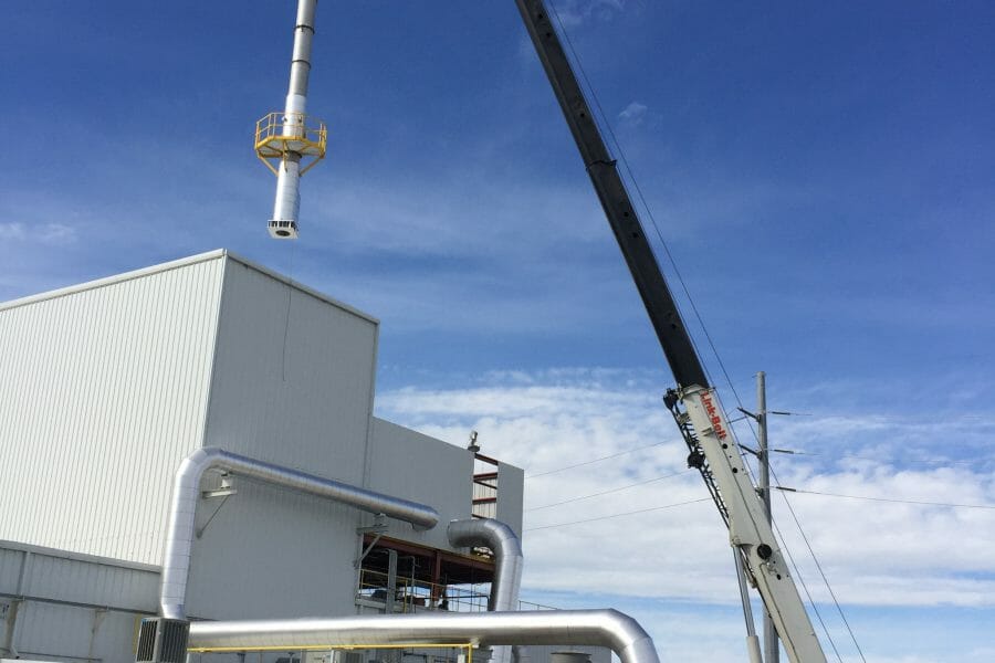 Crane Lifting Metal Tower