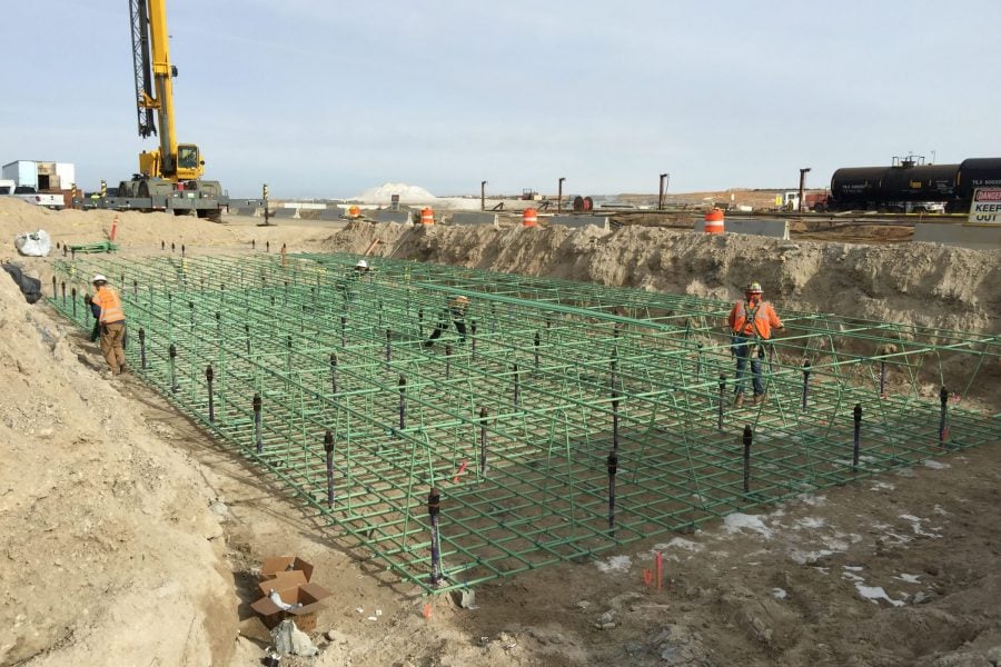 Green Rebar Framing | Industrial Plant Construction Contractors | Wollam Construction