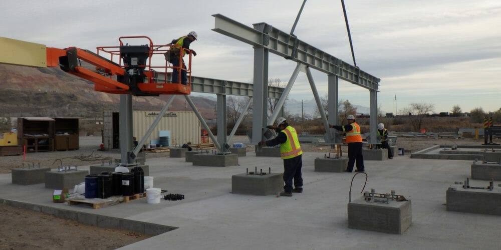 Workers Setting Steel Frame