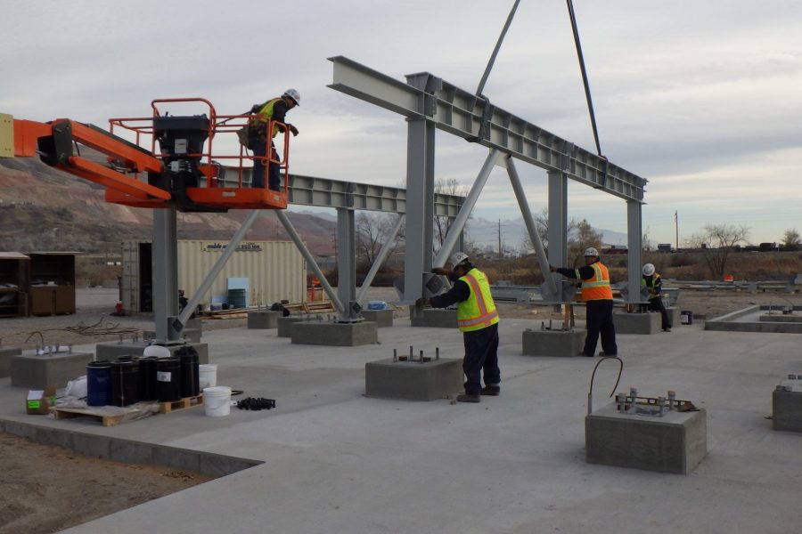 Workers Setting Steel Frame