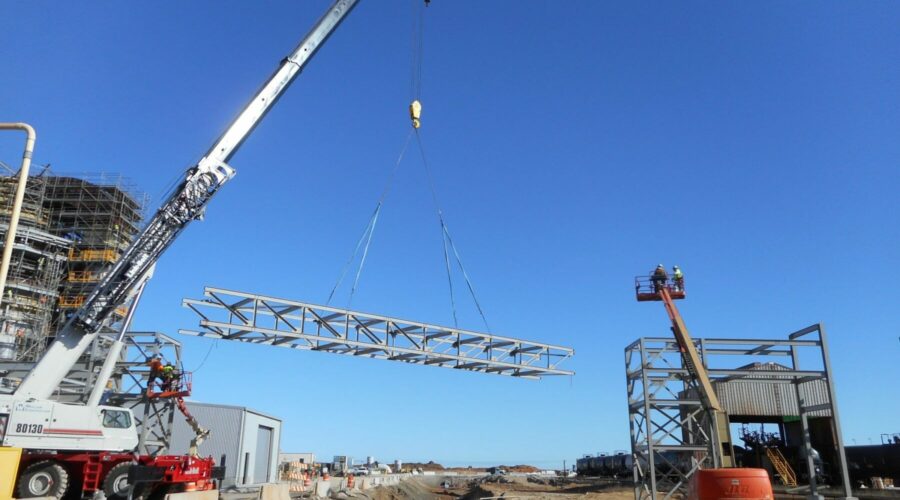 Crane Moving Steel Pylon | Industrial Plant Construction Contractors | Wollam Construction
