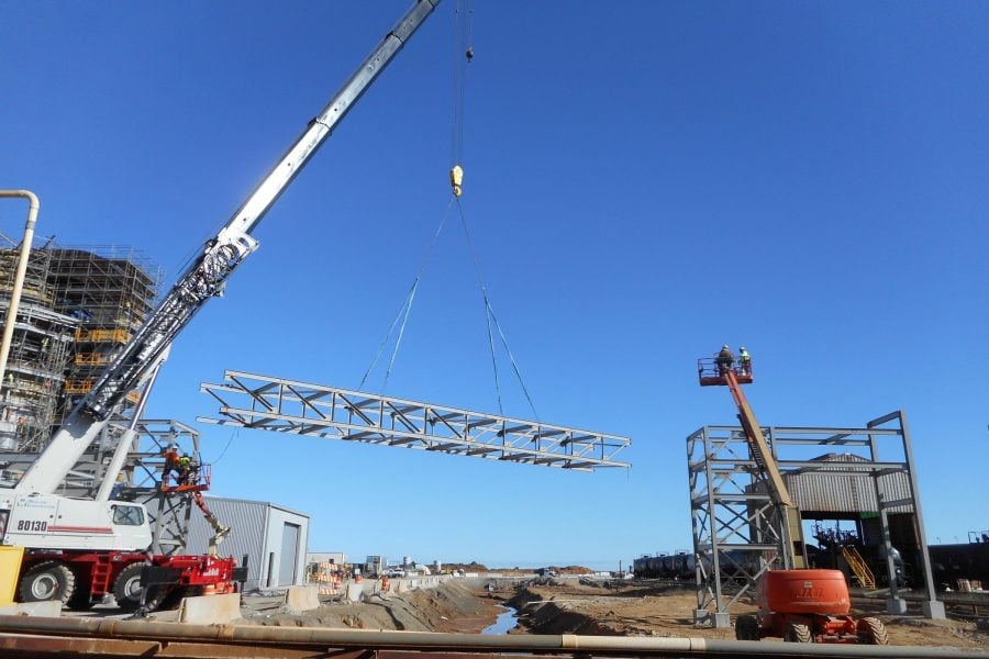 Crane Moving Steel Pylon | Industrial Plant Construction Contractors | Wollam Construction