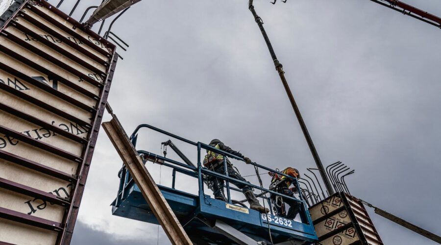 Pouring Concrete for Industrial Condenser Facility at Kennecott Mine in Salt Lake City, UT | Bingham Canyon Mine Flotation Expansion | Wollam Construction
