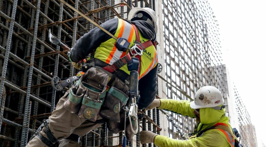 Workers Preparing Rebar For Concrete at Kennecott Mine in Salt Lake City, UT | Bingham Canyon Mine Flotation Expansion | Wollam Construction