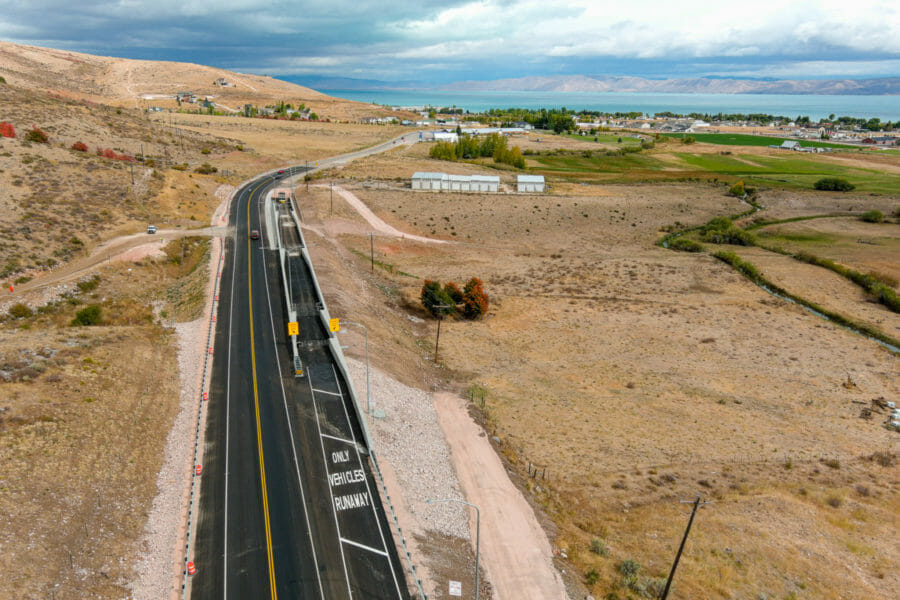 cable restraint ramp system on mechanical runaway truck escape ramp in Utah | heavy civil engineering | Wollam Construction